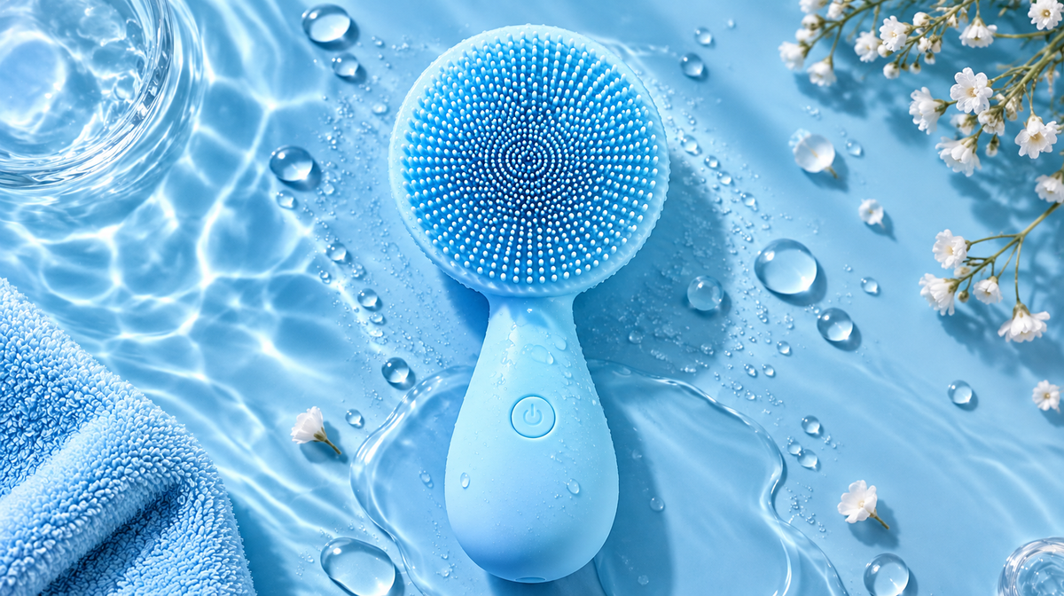 Silicone Facial Cleansing Device with Vibration Massage