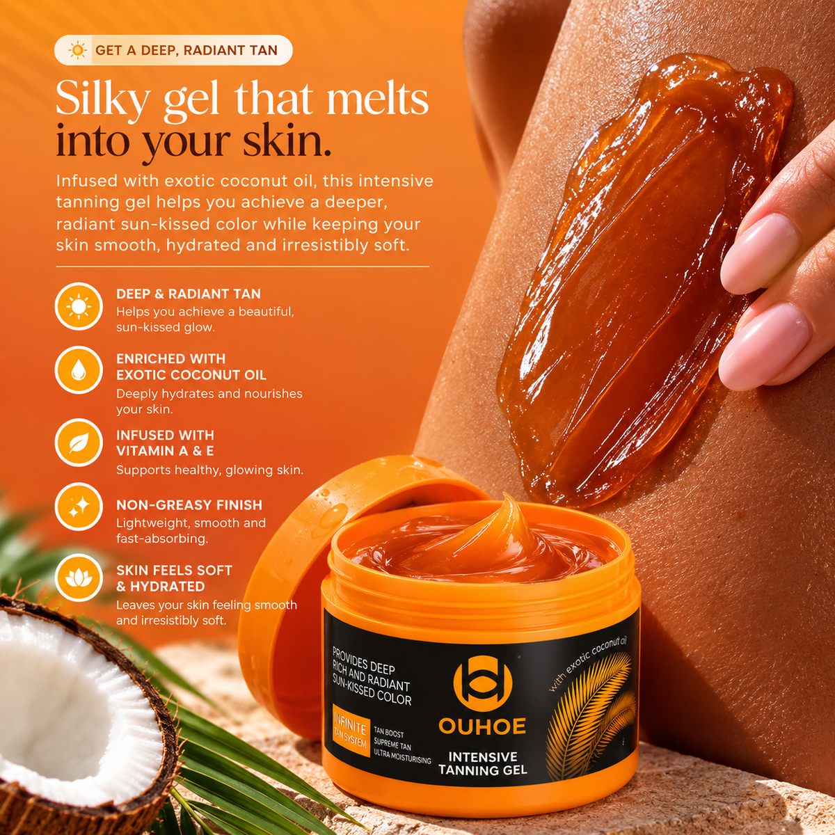 OUHOE Intensive Tanning Gel – Face & Body Sun-Kissed Glow