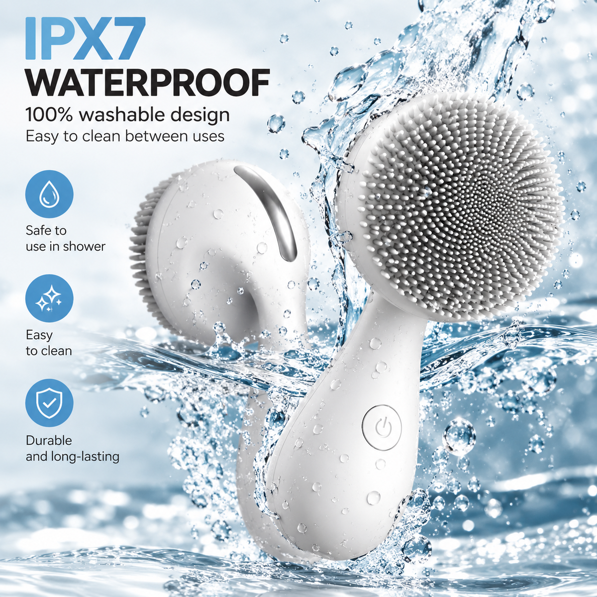 Silicone Facial Cleansing Device with Vibration Massage