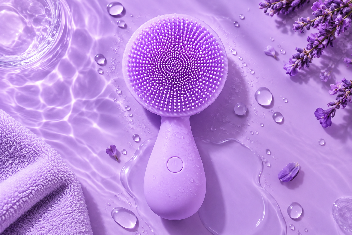Silicone Facial Cleansing Device with Vibration Massage