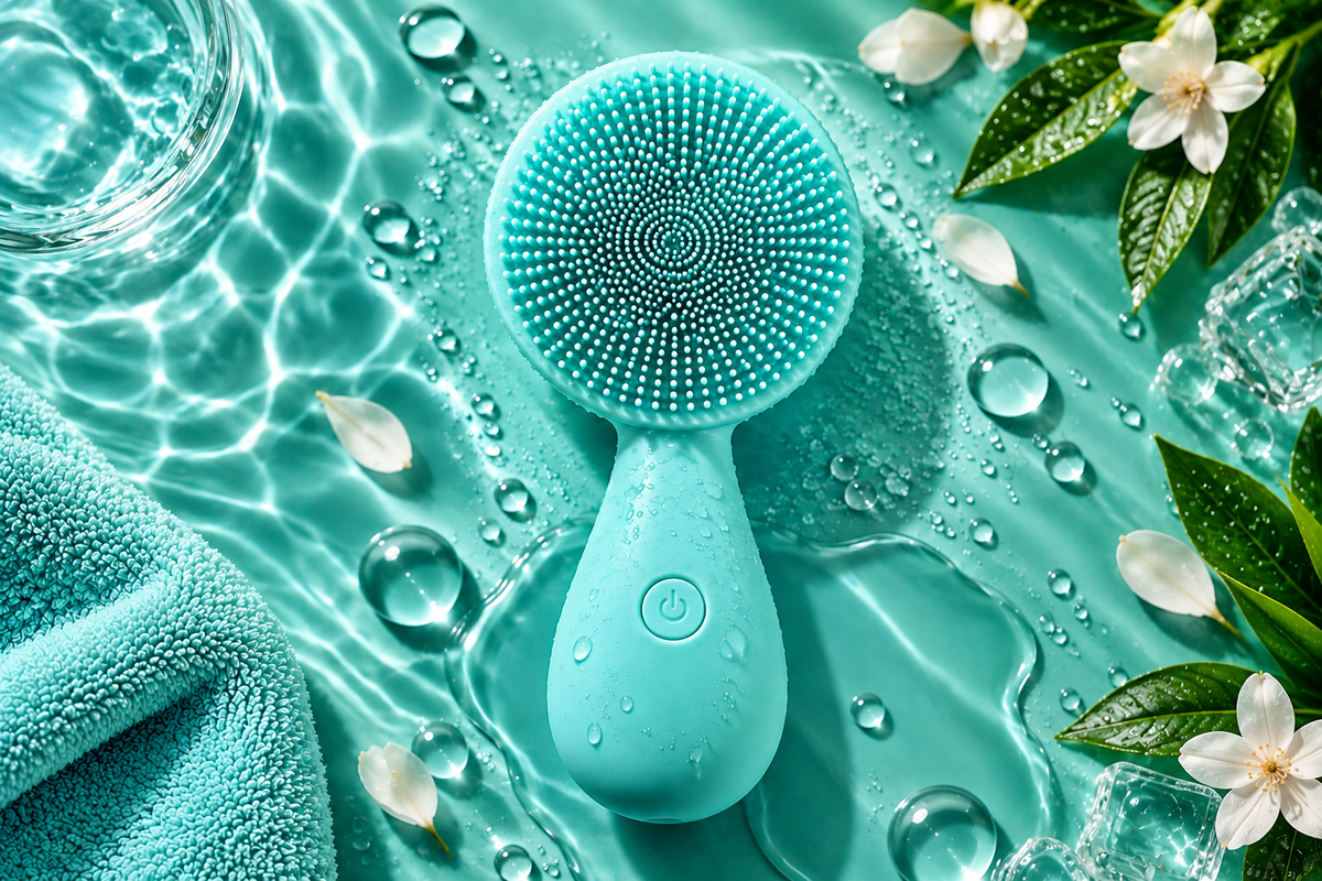 Silicone Facial Cleansing Device with Vibration Massage