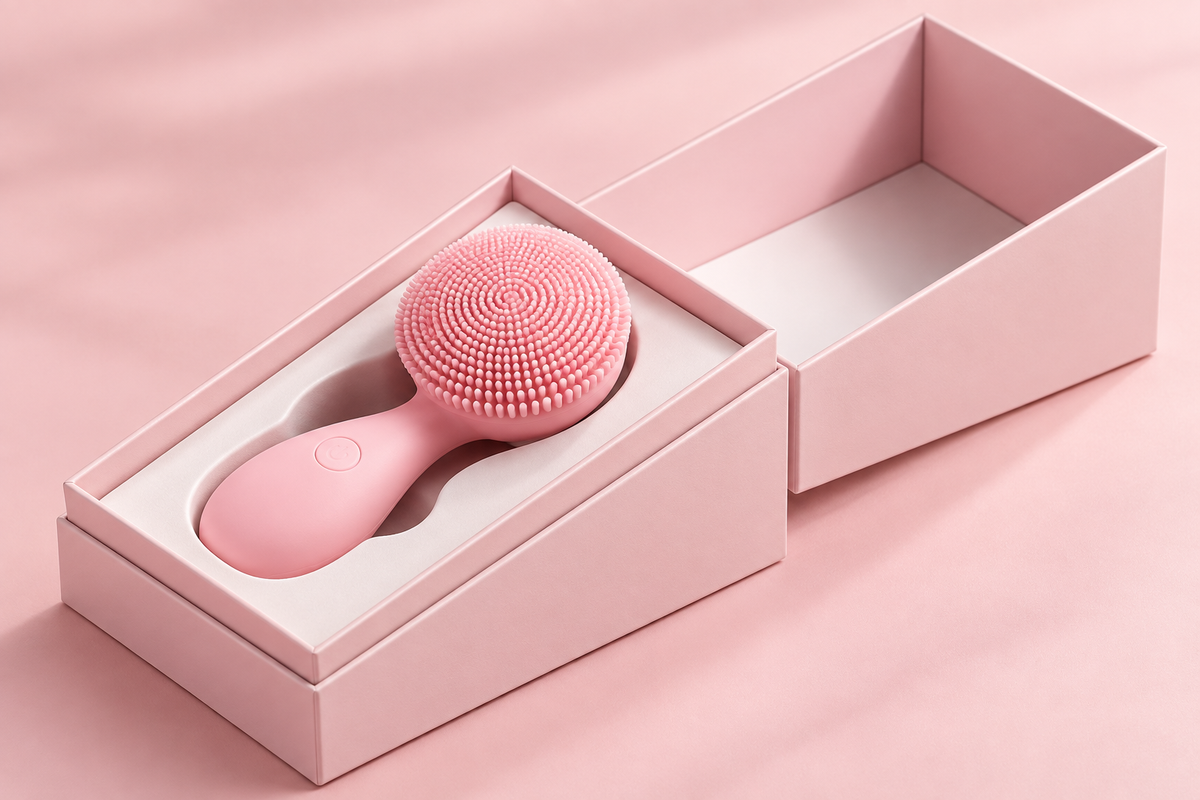 Silicone Facial Cleansing Device with Vibration Massage