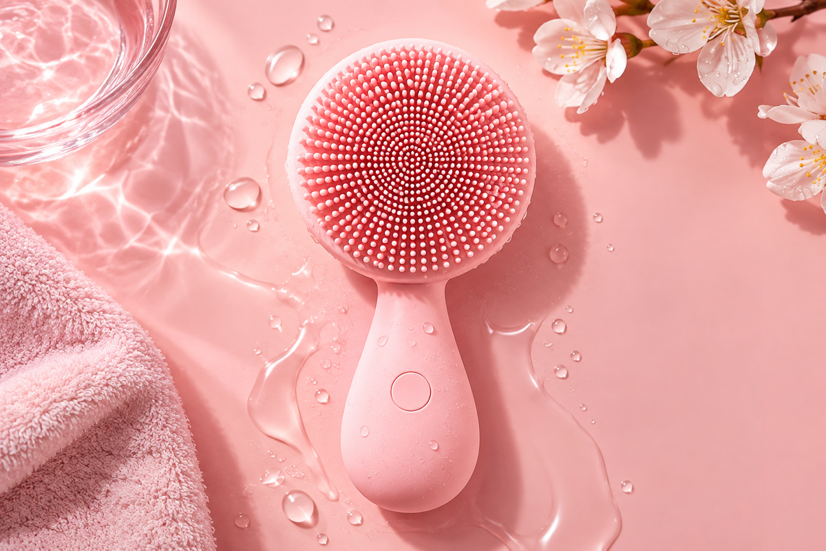 Silicone Facial Cleansing Device with Vibration Massage