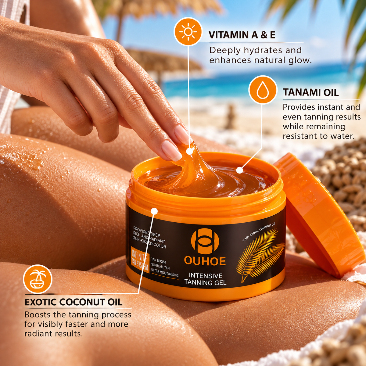 OUHOE Intensive Tanning Gel – Face & Body Sun-Kissed Glow